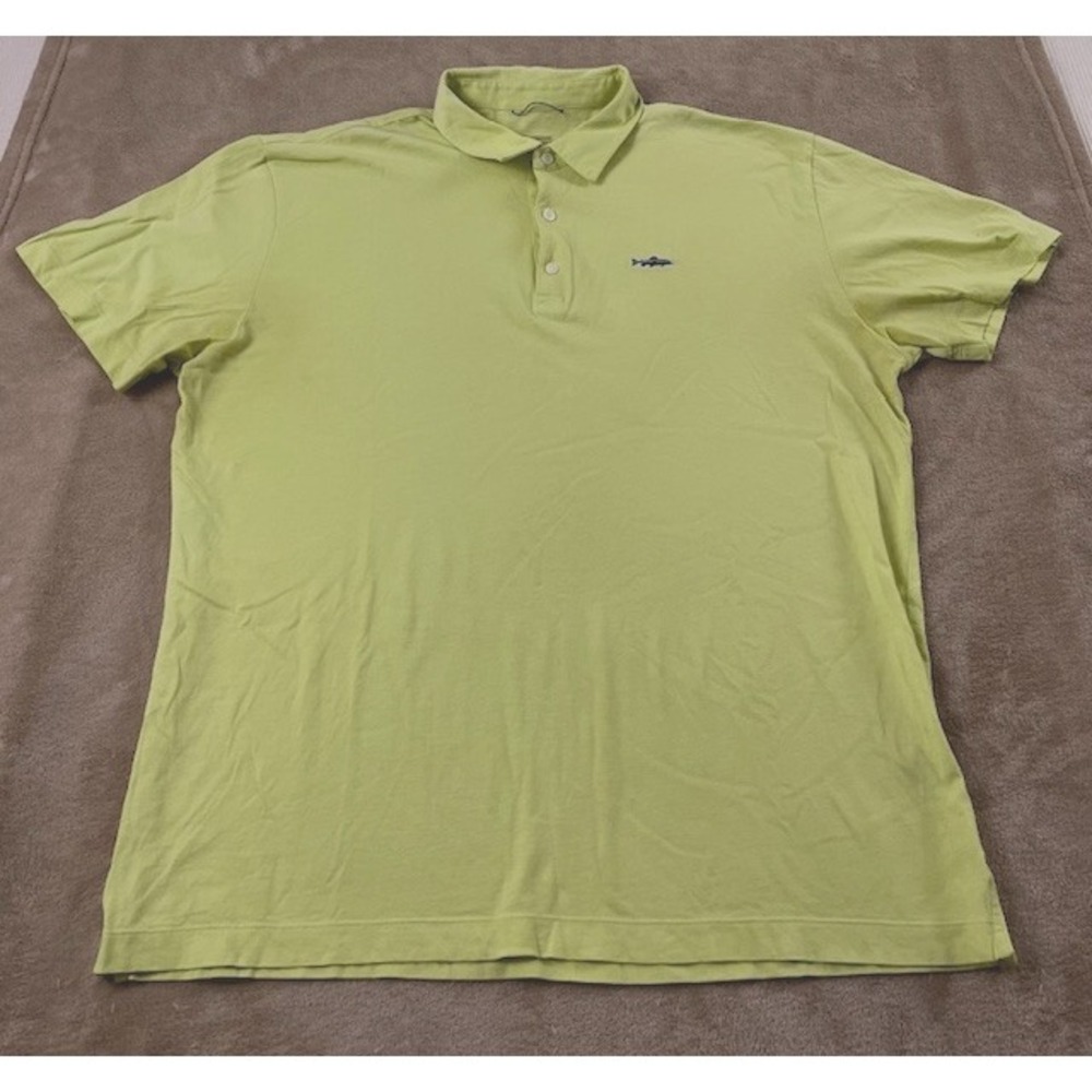 Patagonia Polo Shirt M's L Apple Green Organic Cotton Short‎ Sleeve Good/fair